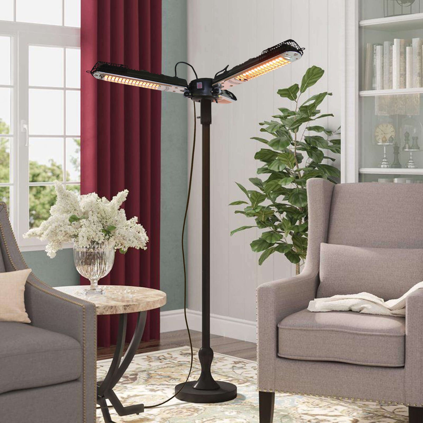 Electric Parasol Patio Umbrella Heater/ Folding Outdoor Efficient Electric Infrared Space Heater
