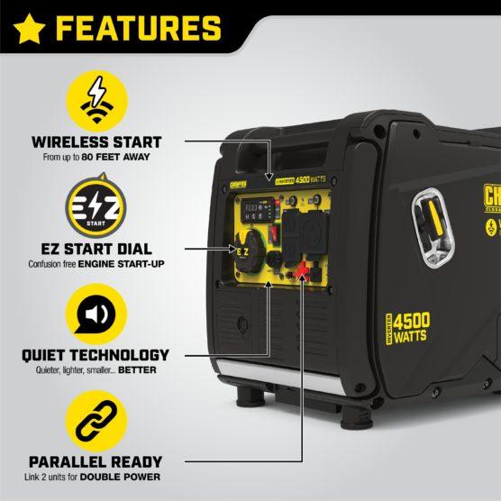 Champion 200990 3500W/4500W Inverter Gas Remote Start Generator New