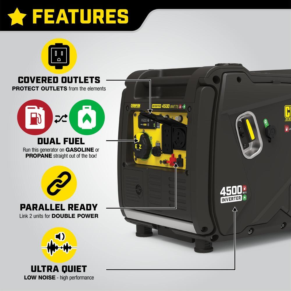Champion 200991 3500W/4500W Inverter Dual Fuel Electric Start Generator New