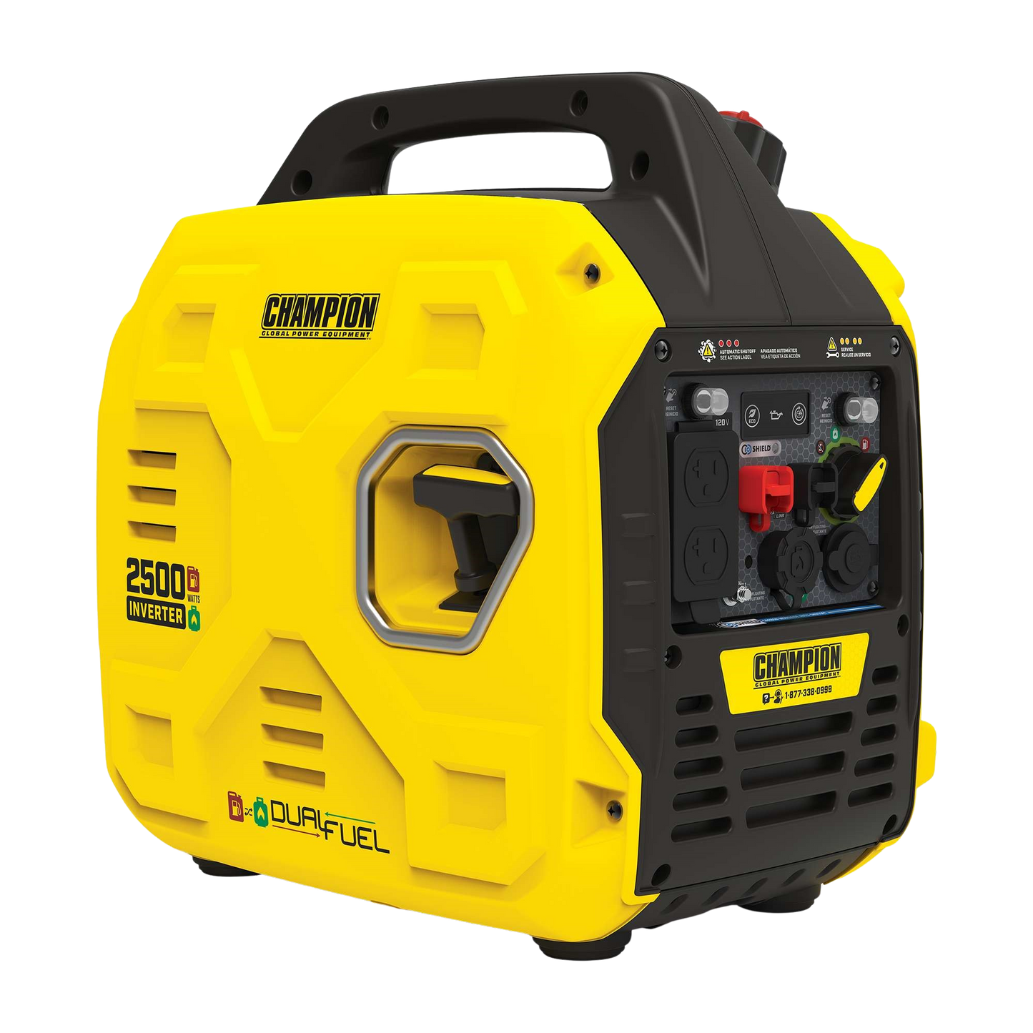 Champion 201183 Dual Fuel Gas Propane Inverter Generator 1850W/2500W Low THD and Parallel Ready with CO Shield New