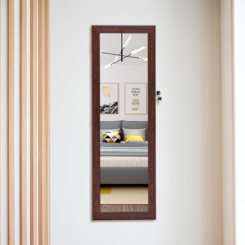 Jewelry Cabinet with Full Length Mirror / Fashion Simple Mirror Jewelry Armoire with LED Lights / Jewelry Storage Cabinet Wall/Door Mounted