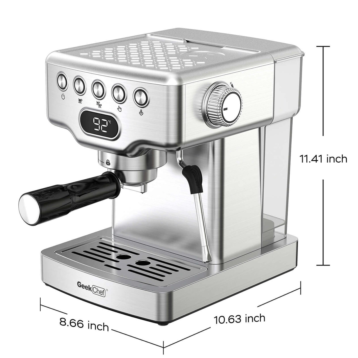 Espresso Machine / 20 Bar Coffee Machine with Milk Frother Steam Wand / Latte & Cappuccino Home Maker with ESE Filters, Stainless Steel