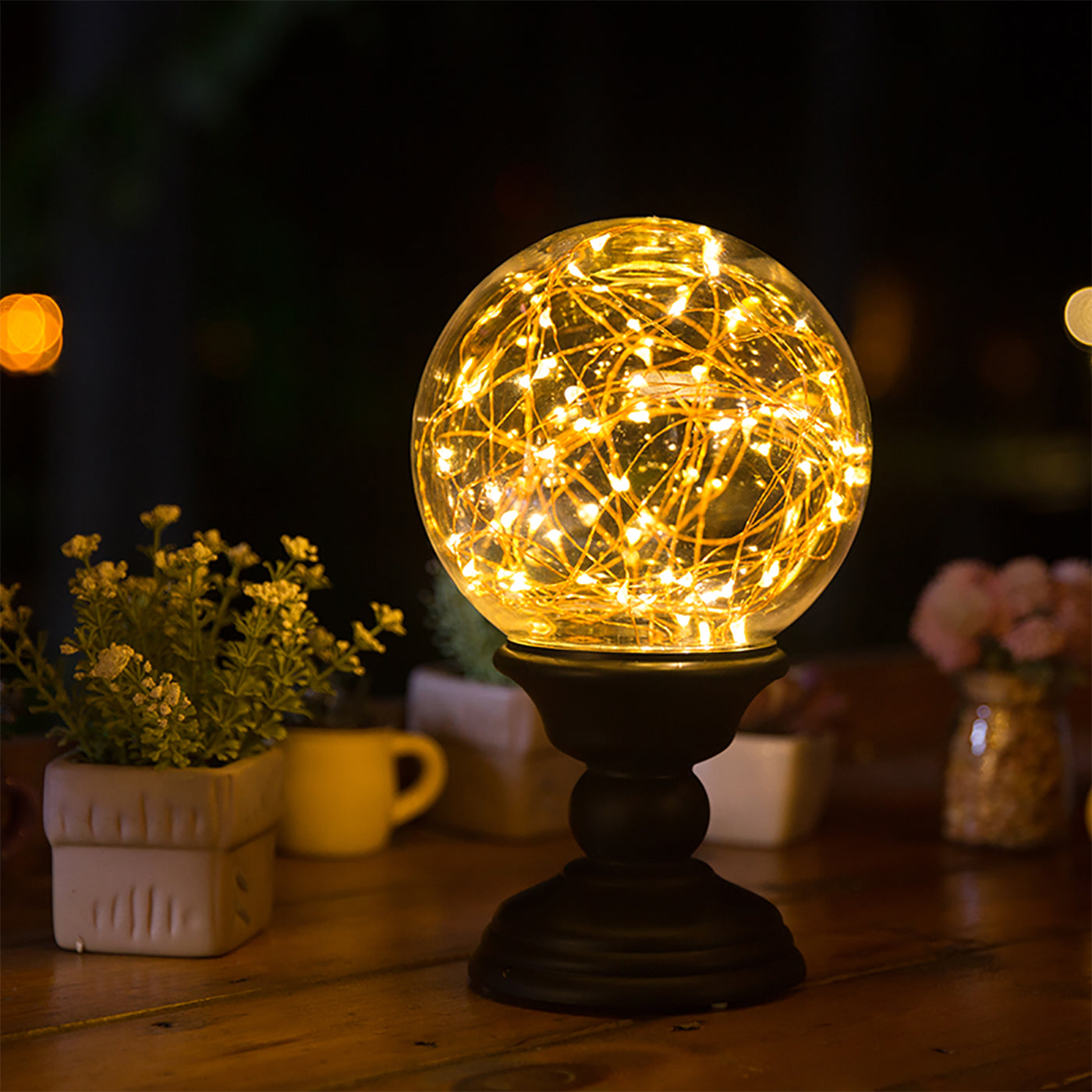 Fire Tree Acrylic LED Ball Xmas Ornament/ Table Lamp for Bedroom/ Nightstand Night Light/ LED Fairy Lights