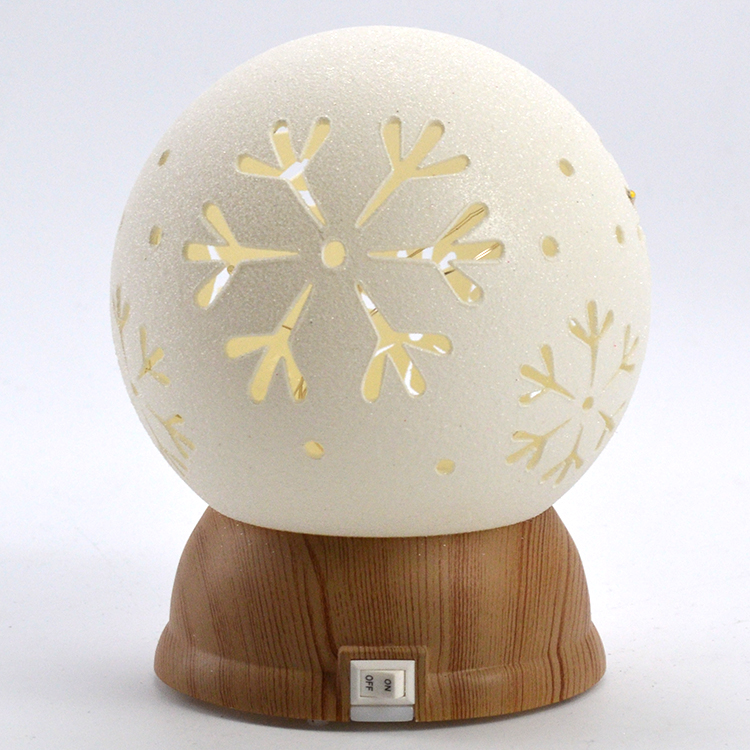 Christmas Decor Lighted Snow Globe with Snowflake, White