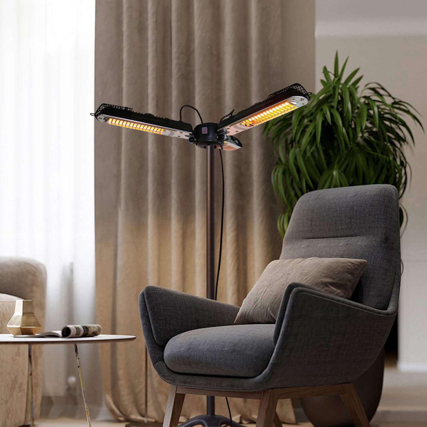 Electric Parasol Patio Umbrella Heater/ Folding Outdoor Efficient Electric Infrared Space Heater
