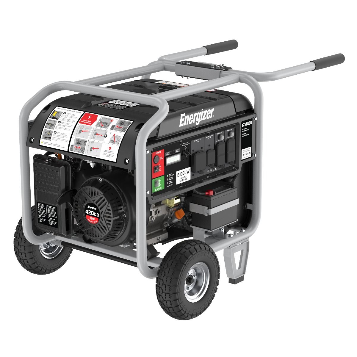 Energizer eZV8000 6500W/8000W Gas Powered Electric Start Inverter Generator New