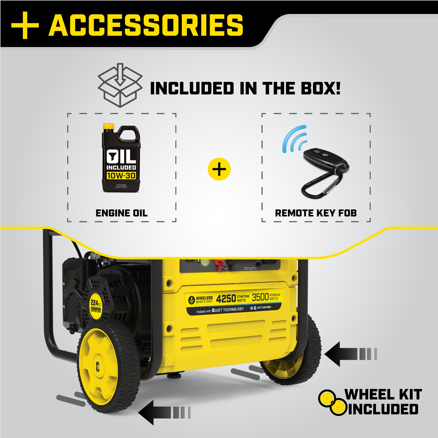 Champion 200913 3500W/4250W Open Frame Remote Start Inverter Generator New