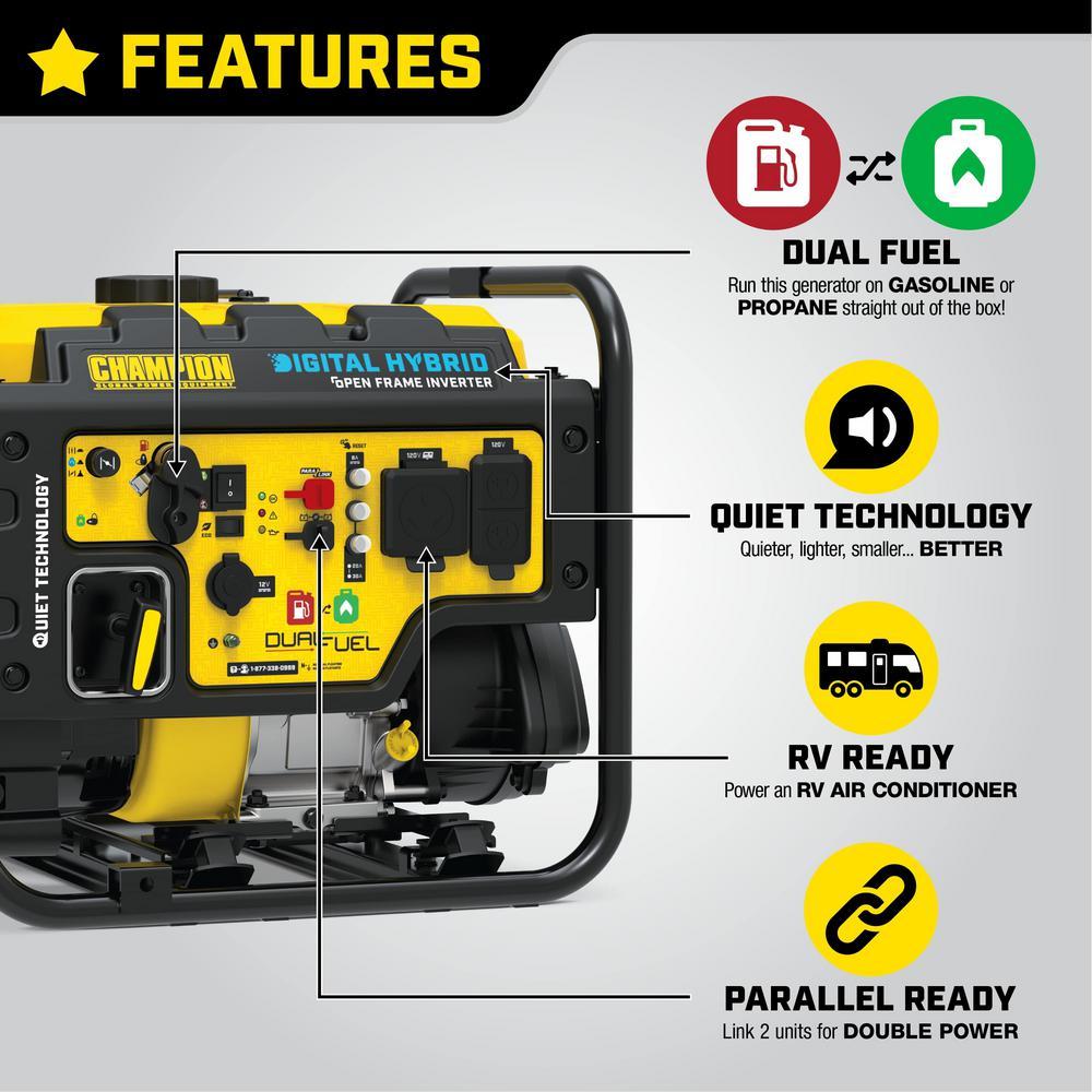 Champion 100574 3500W/4000W Open Frame Dual Fuel Inverter Generator New