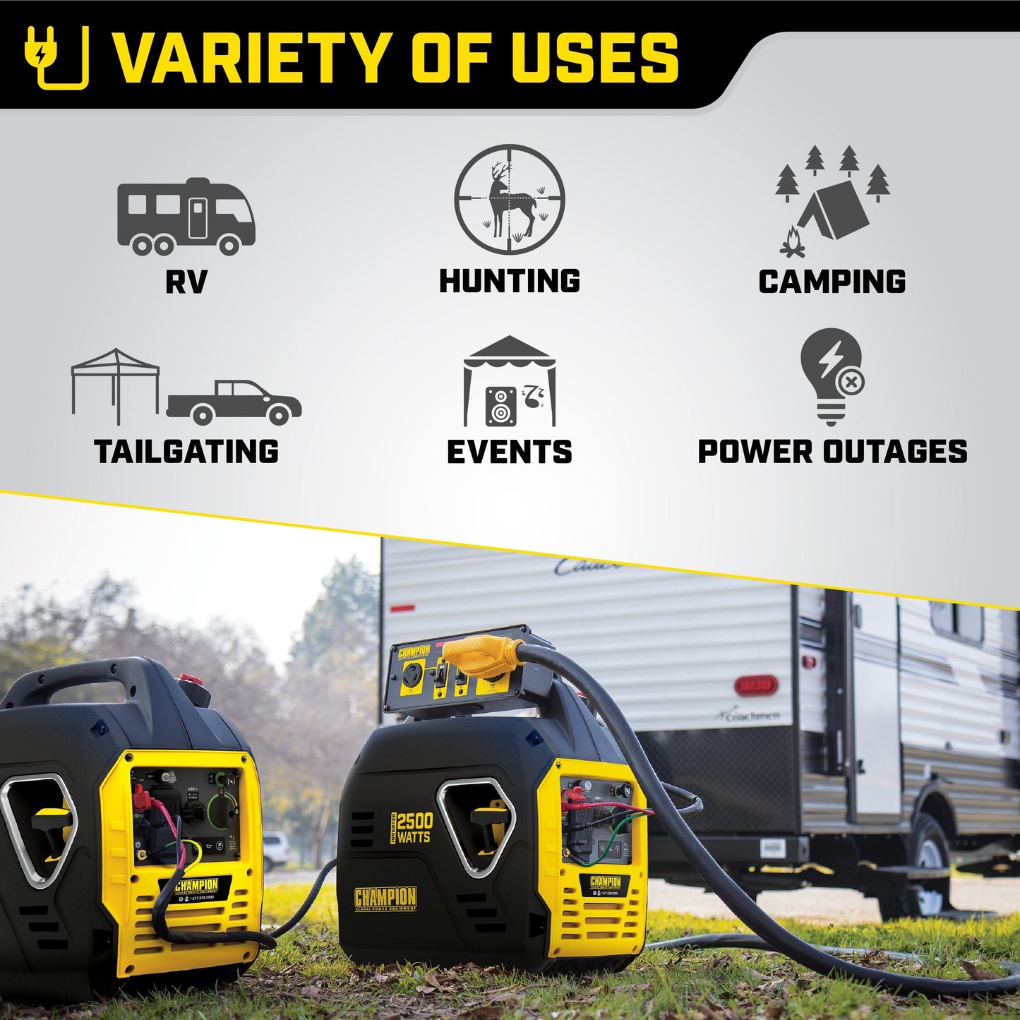 Champion 200950 1850W/2500W Gas Portable Inverter Generator New