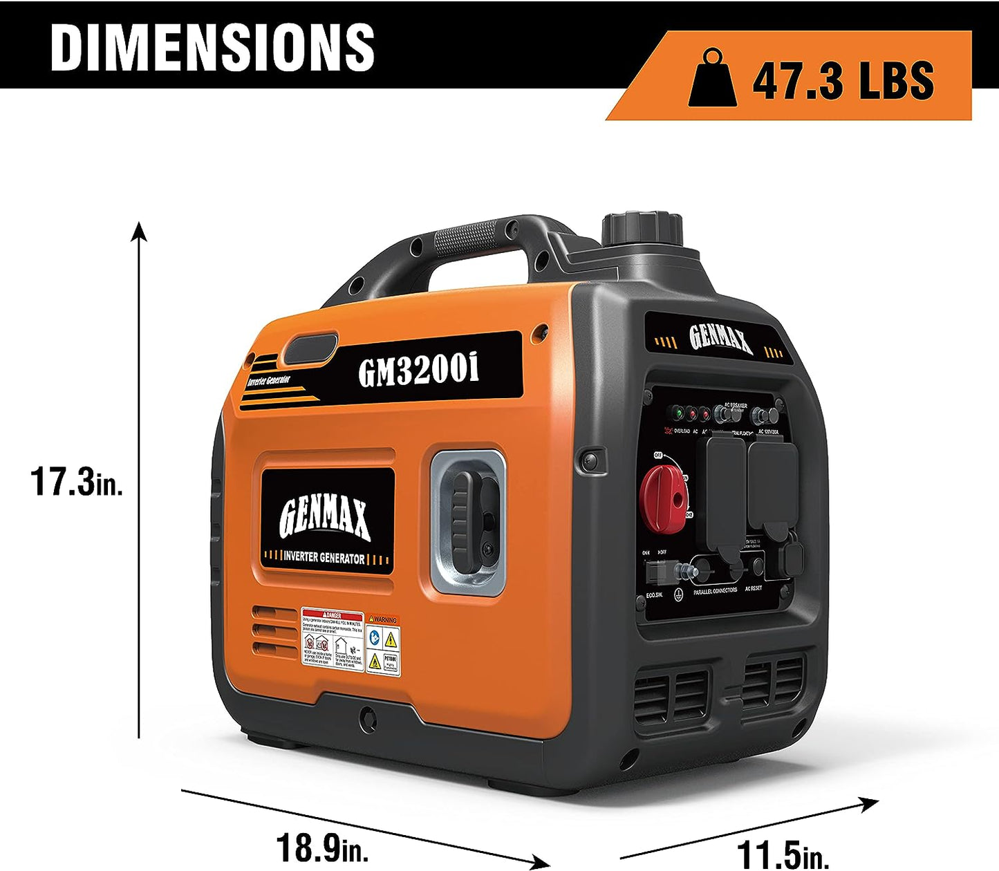 GENMAX GM3200i 30 Amp 2800W/3200W Gas Inverter Generator Parallel Ready New