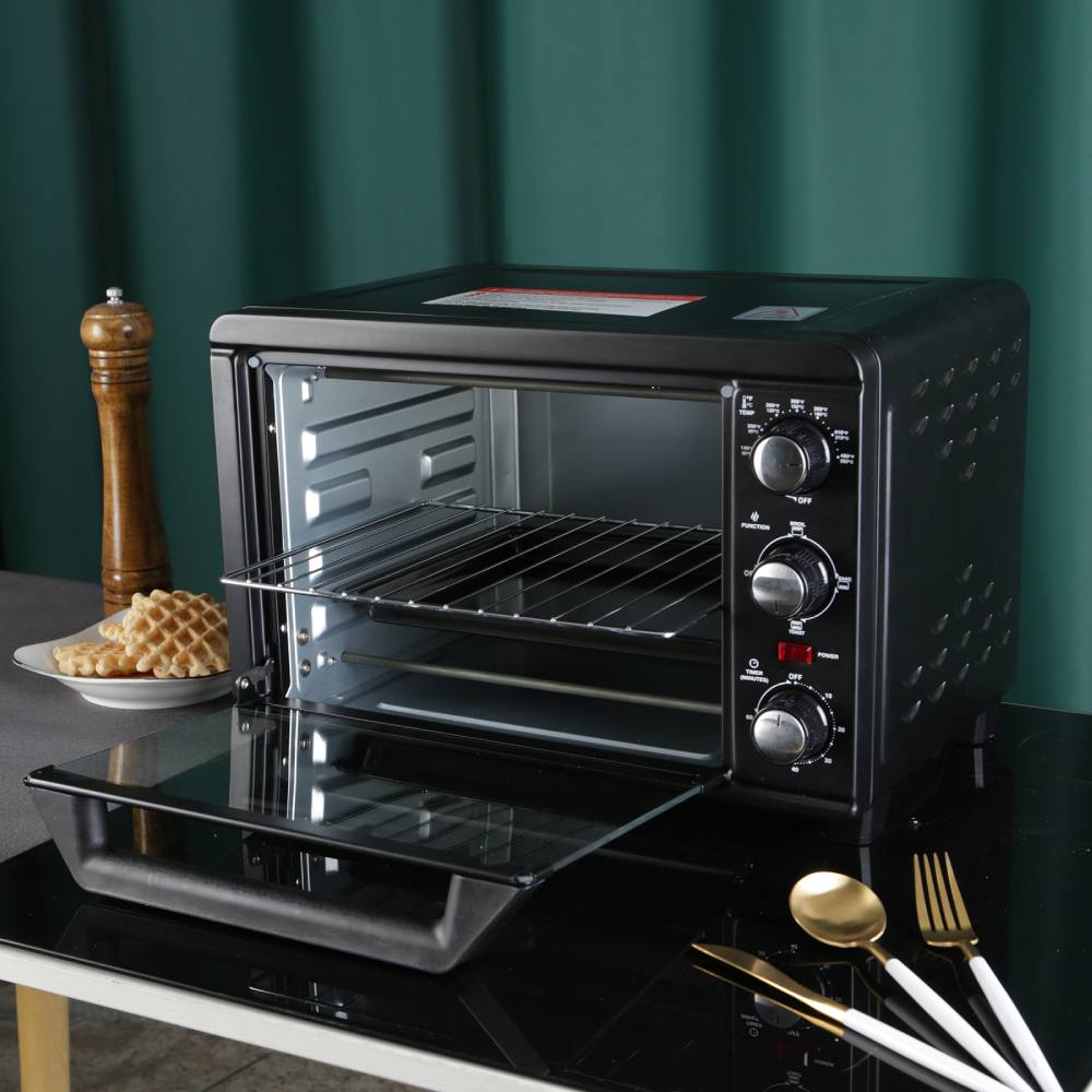 Countertop Toaster Oven 1200W with Timer, Bake, Broil, Toast, Black