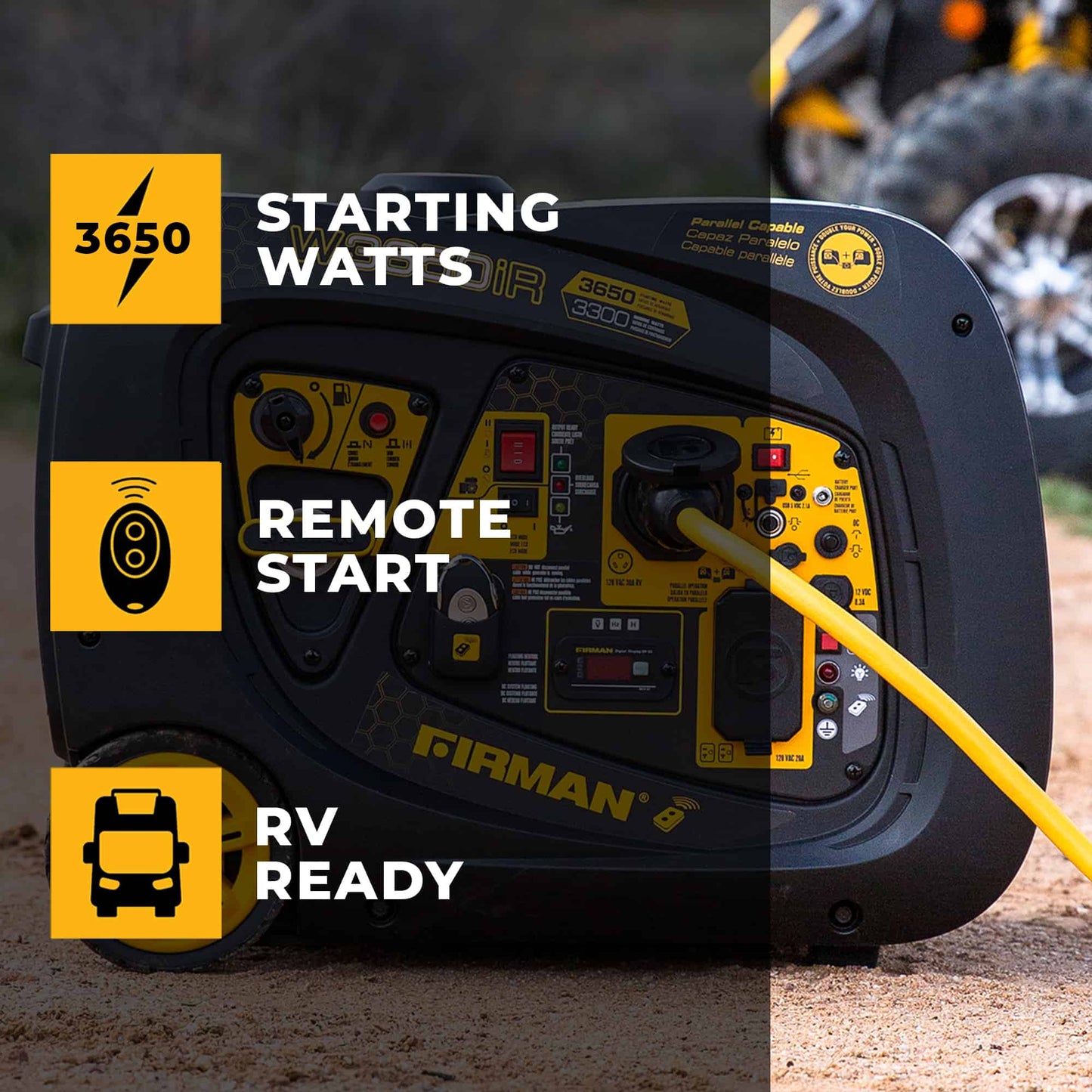 Firman W03383 3300W/3600W Gas Remote Start Inverter Generator Manufacturer RFB