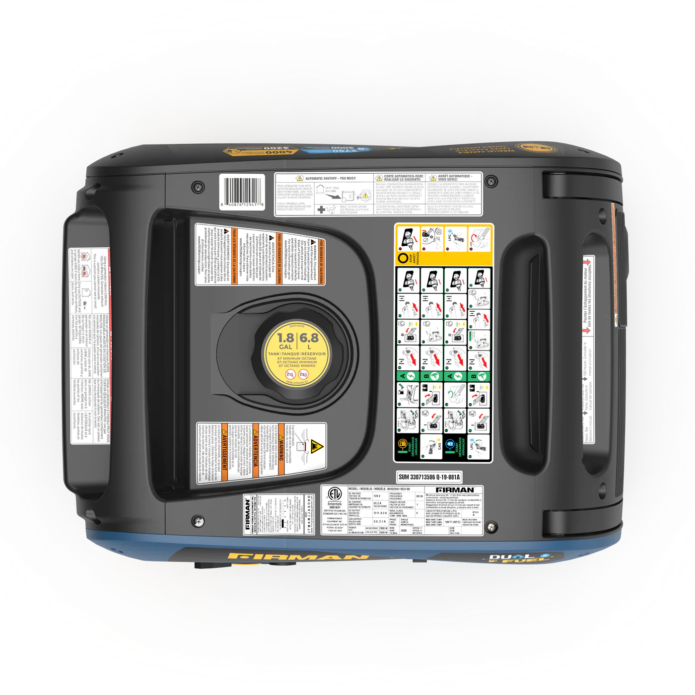Firman WH03242 Dual Fuel Gas Propane Inverter Generator 3200W/4000W 30 Amp Low THD Parallel Ready with Electric Start Manufacturer RFB