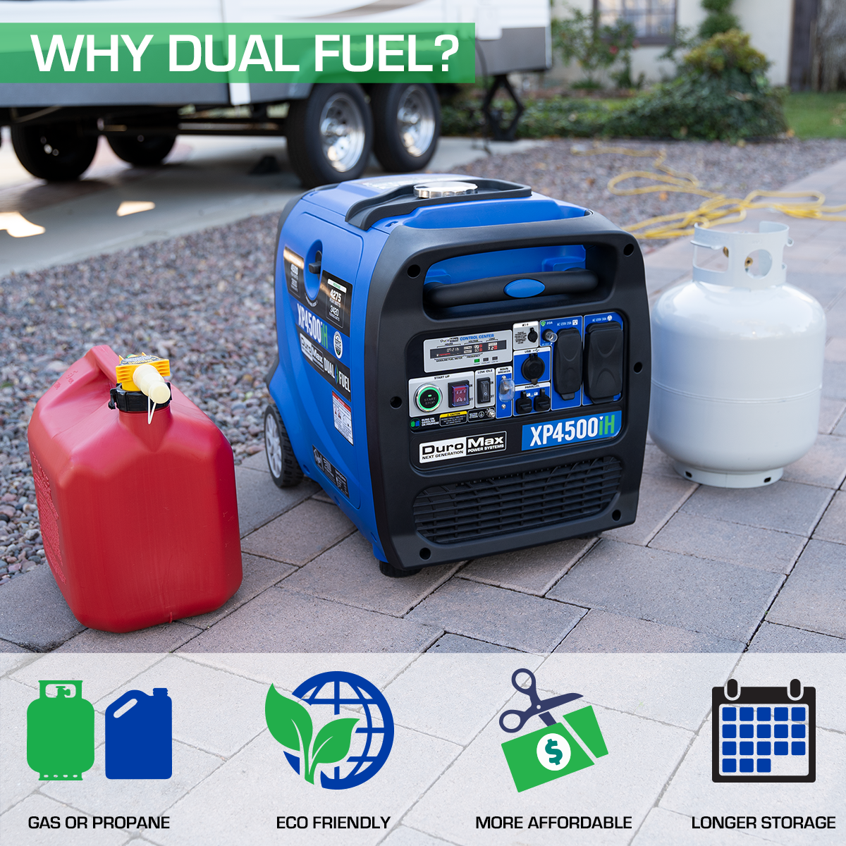 DuroMax XP4500IH 3600W/4500W 223cc CO Alert Dual Fuel Remote Start Inverter Generator New