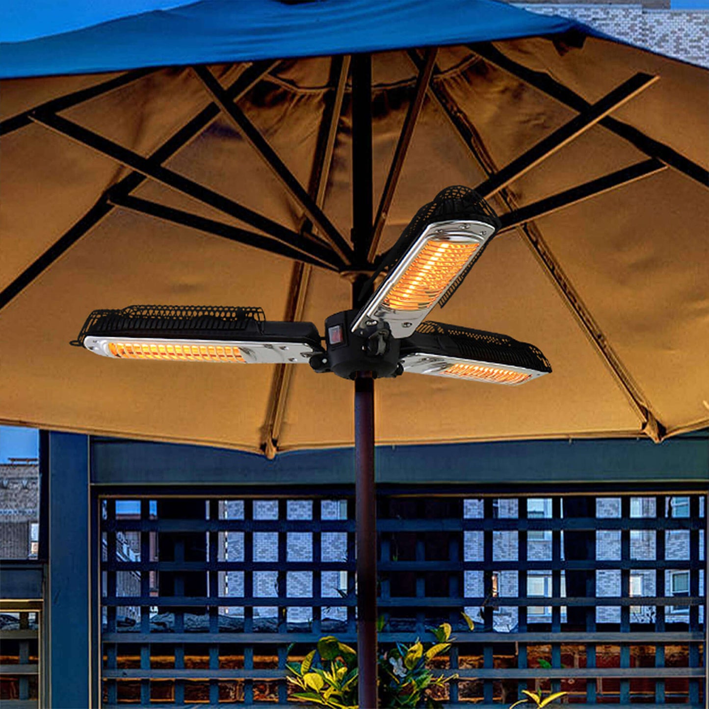Electric Parasol Patio Umbrella Heater/ Folding Outdoor Efficient Electric Infrared Space Heater