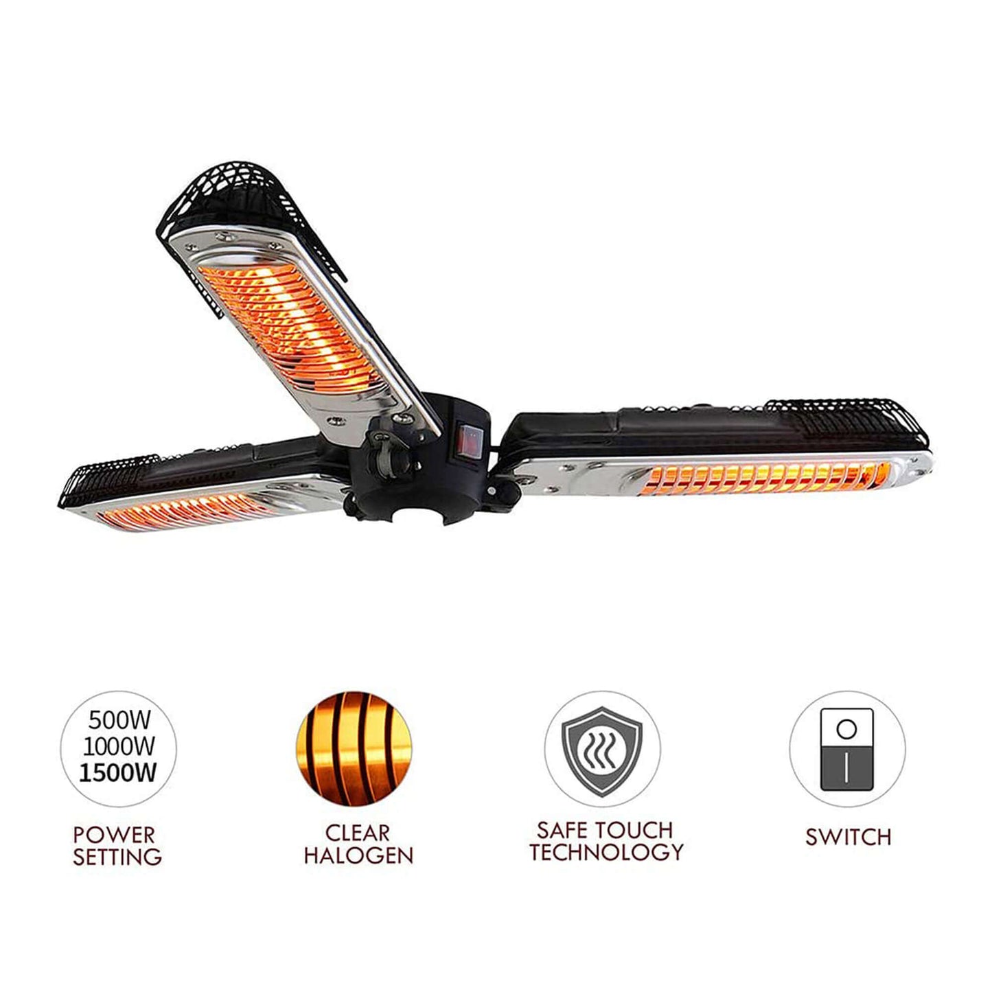 Electric Parasol Patio Umbrella Heater/ Folding Outdoor Efficient Electric Infrared Space Heater