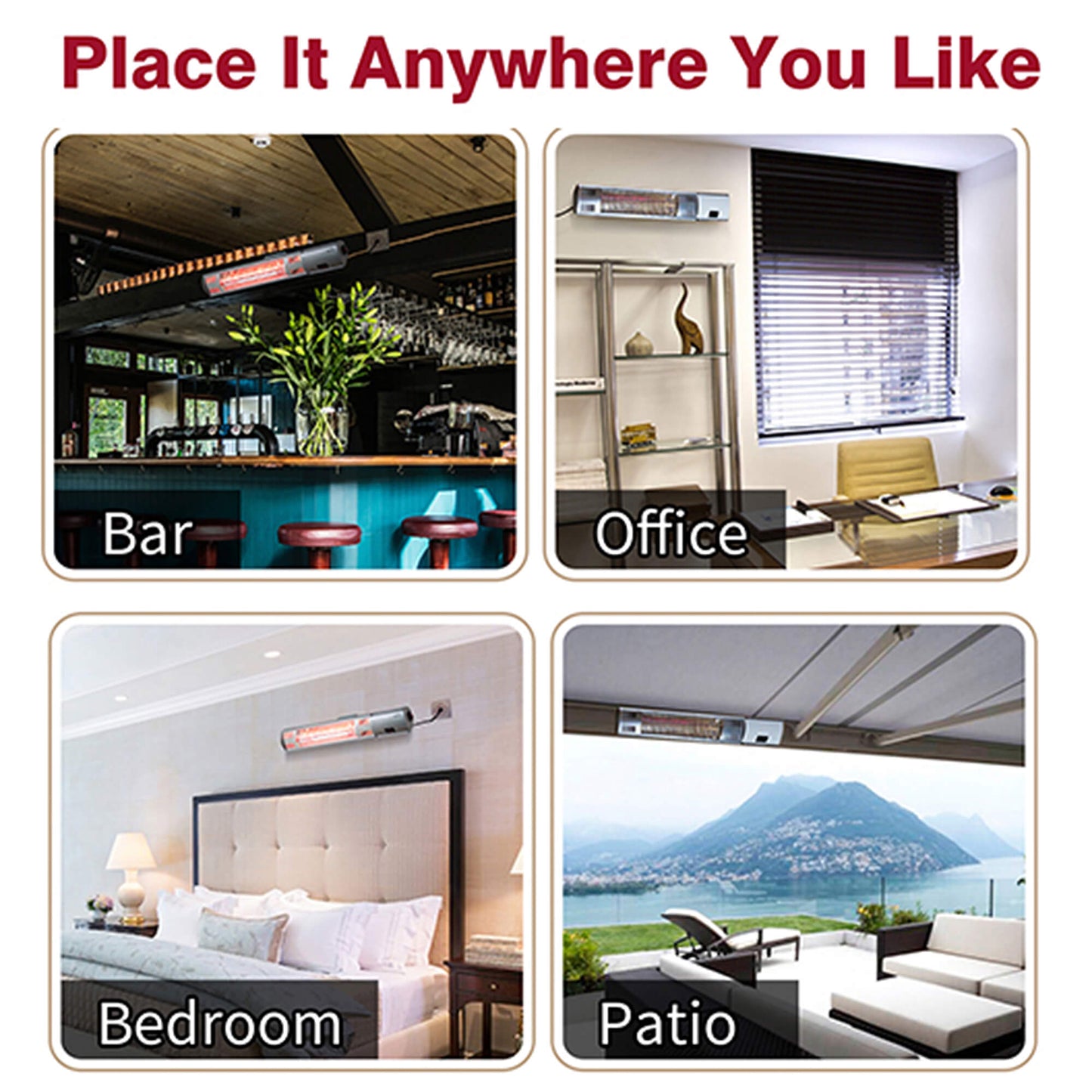 Wall Mounted Infrared Electic Patio Heater / Home Space Heater / Infrared Radiant Heater