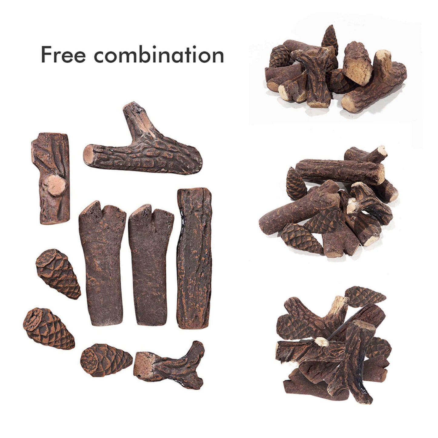 Fireplace Logs Ceramic Woods / Ceramic Logs / Fire pit Logs Set of 9