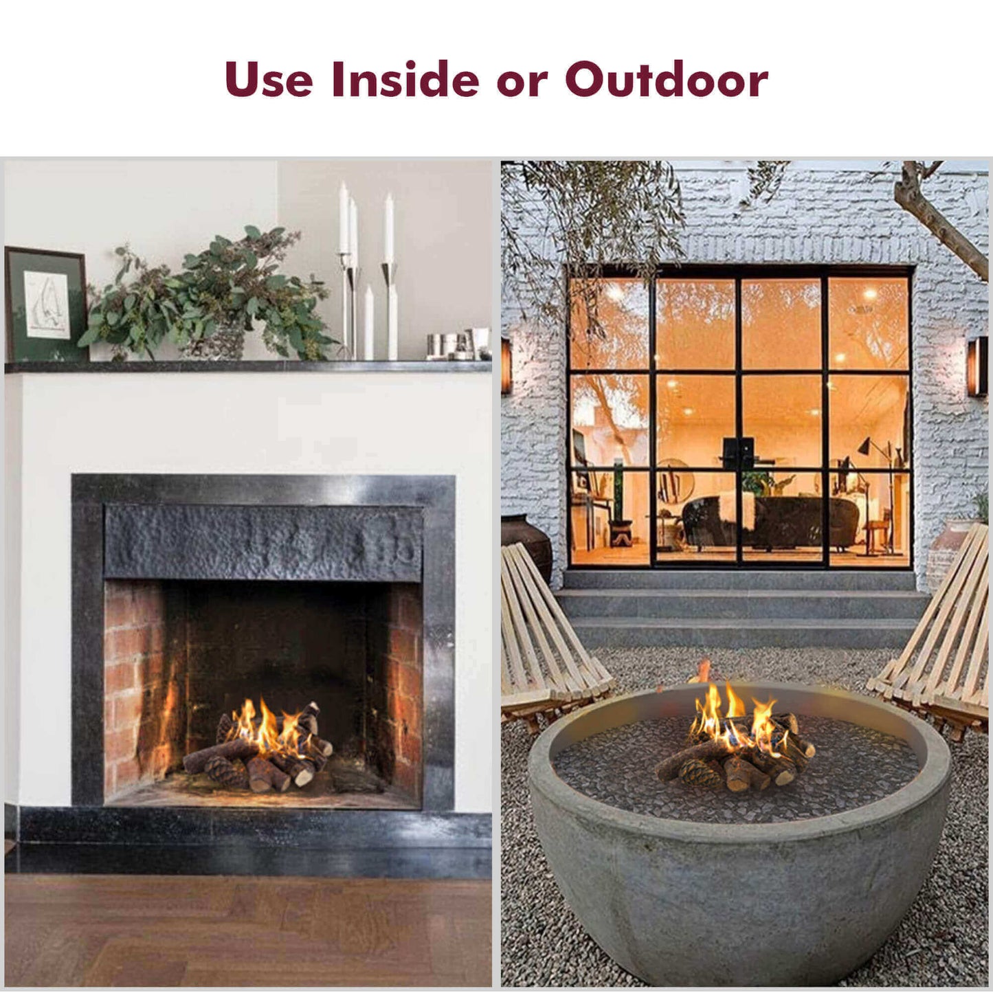 Fireplace Logs Ceramic Woods / Ceramic Logs / Fire pit Logs Set of 9