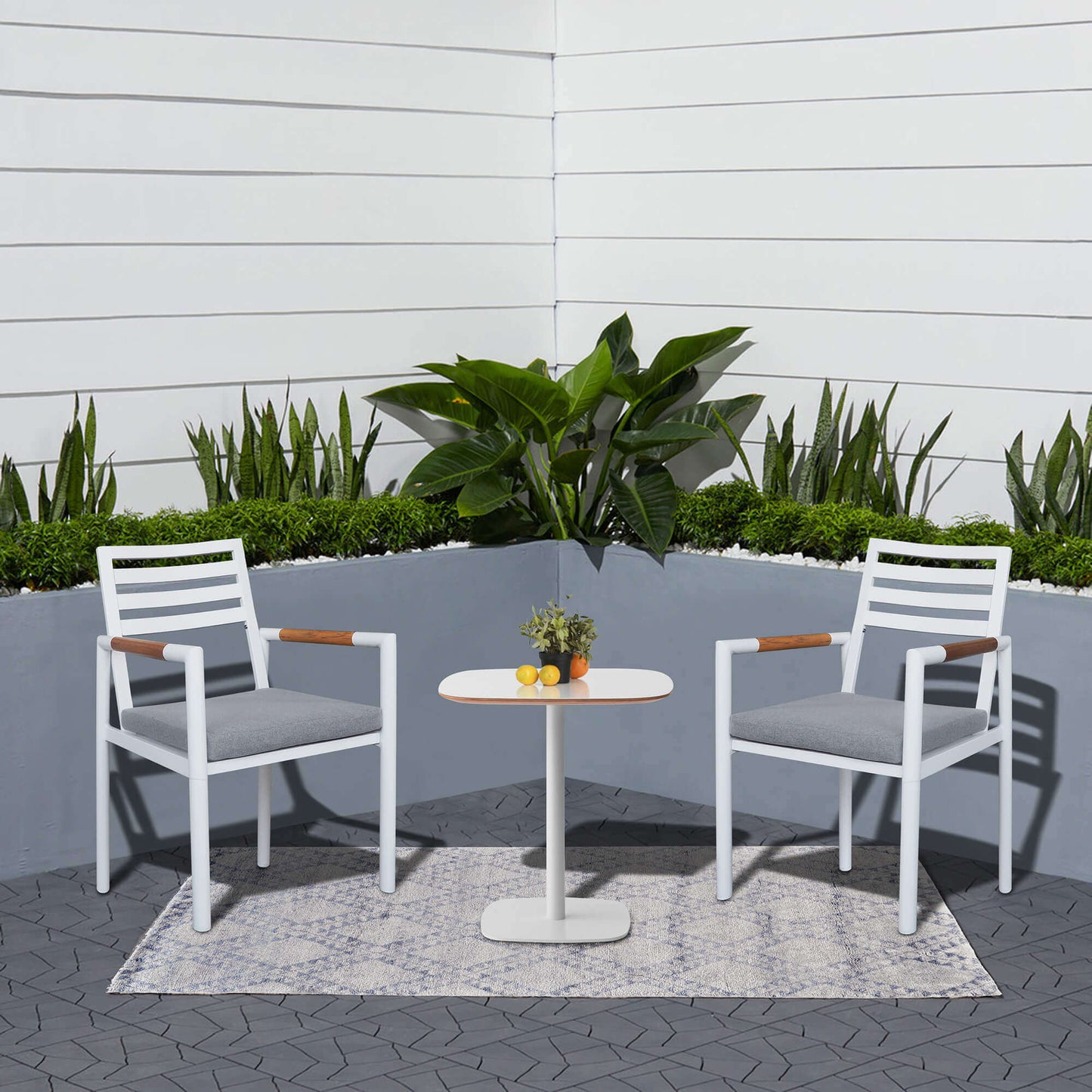 Patio Aluminum Dining Chairs Set of 2, Armchair with Cushion for Outdoor, Indoor
