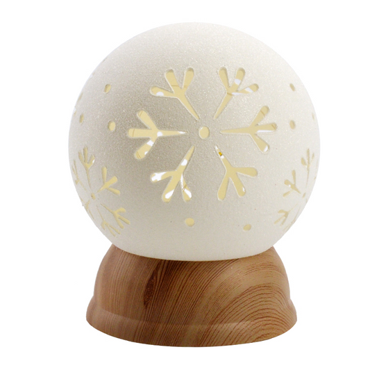 Christmas Decor Lighted Snow Globe with Snowflake, White