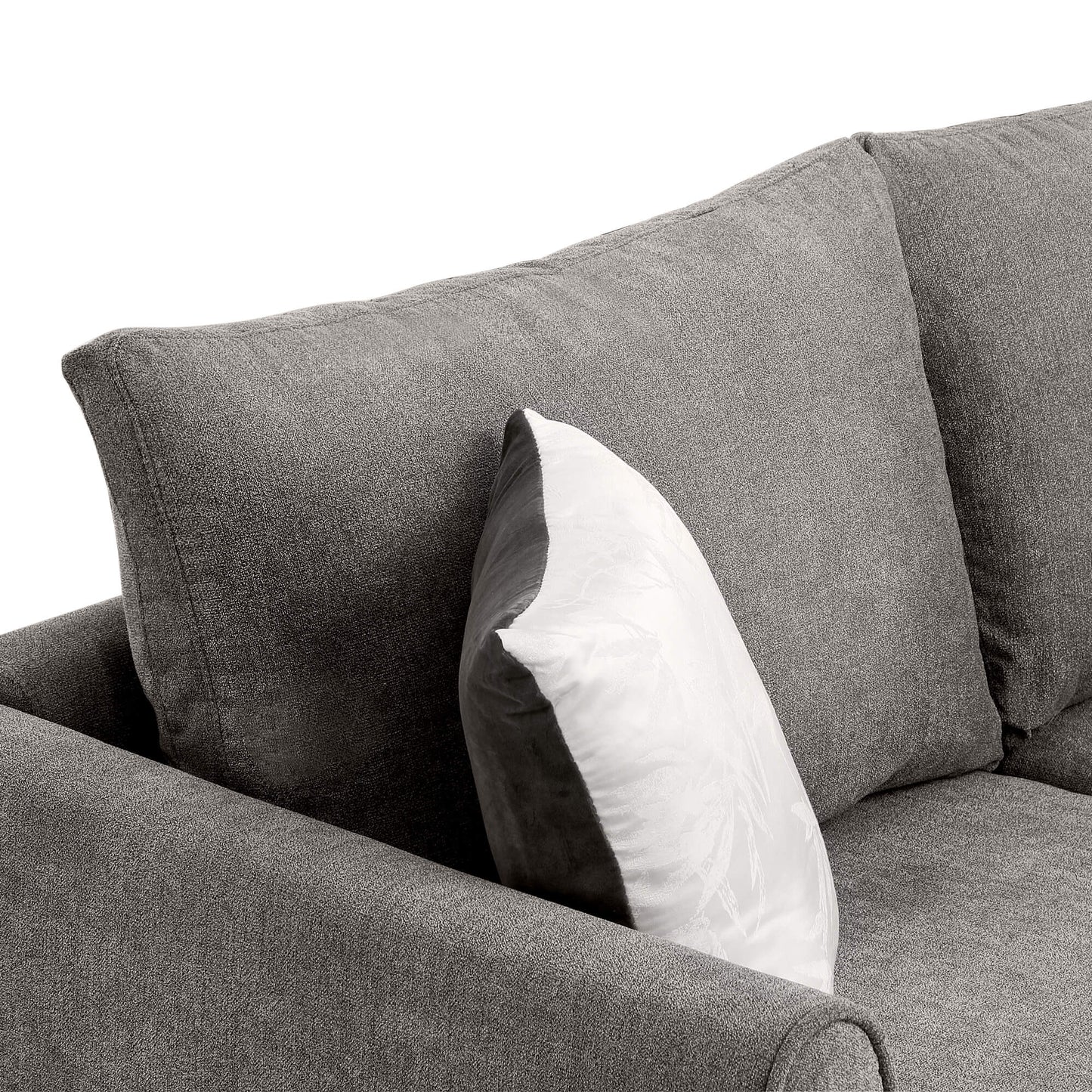 Sectional Sofa Furniture, Fabric L Shape Couch Living Room with 3 Pillows, Gray