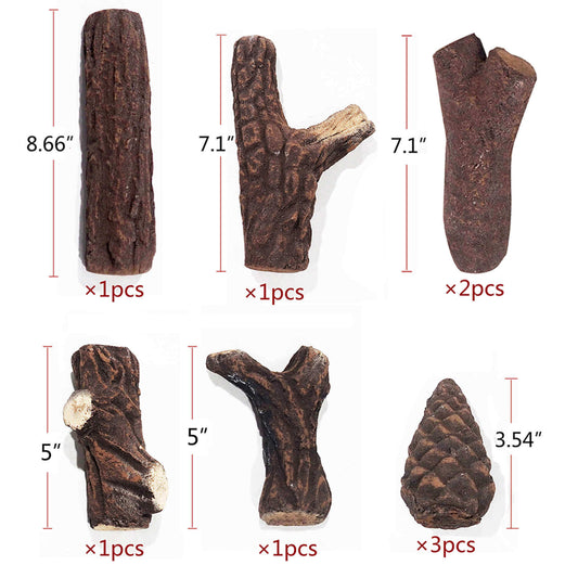 Fireplace Logs Ceramic Woods / Ceramic Logs / Fire pit Logs Set of 9